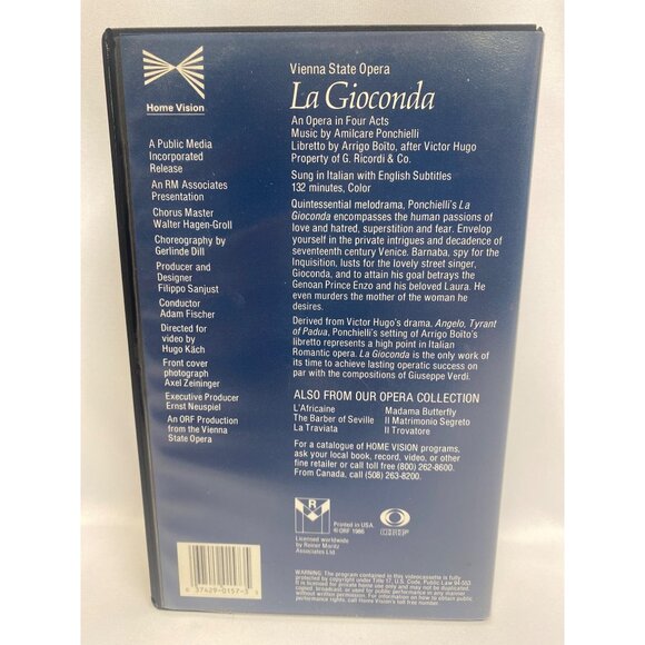 Ponchielli’s La Gioconda Vienna State Opera VHS 1986 Vintage - Picture 3 of 3
